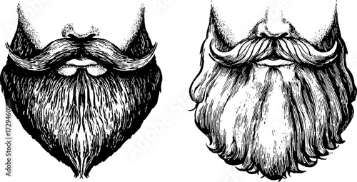 Engraved illustration set of dwarfs with beards - vintage silhouette design for posters