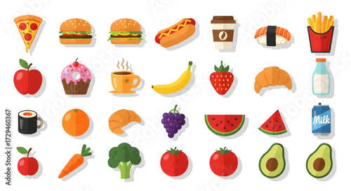 Food and fruit vector emoji isolated on white background