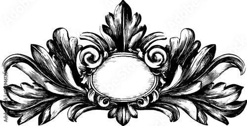 Ornate gothic frame set in vintage engraved style for decorative designs