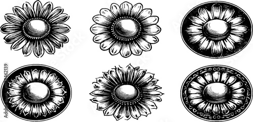 Intricate mandala patterns engraving set - vintage floral design for art projects