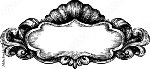 Elegant rococo frame design in vintage engraved style for decorative projects