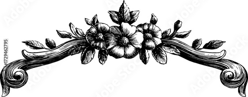 Elegant rococo border with floral elements for vintage design and decoration