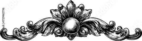 Ornate rococo border design for decorative and vintage print projects
