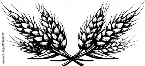Vintage engraved illustration of wheat sheaf bundle for retro design and labeling