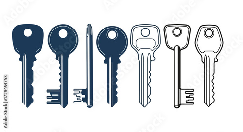 Collection of Various Metal Keys Illustrating Different Designs and Shapes for Security and Access Control Purposes