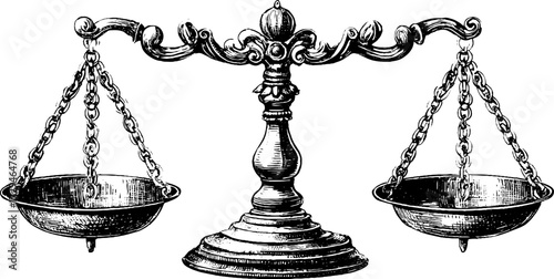 Vintage engraved illustration of zodiac sign libra scales for horoscope and astrology design