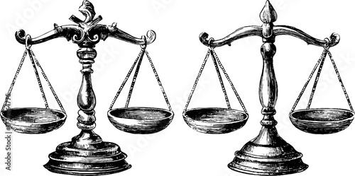 Vintage engraved illustration of libra zodiac sign scales for design and decor
