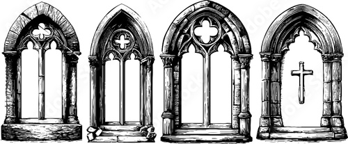 Gothic frame collection: engraved architectural designs for vintage art projects and decor