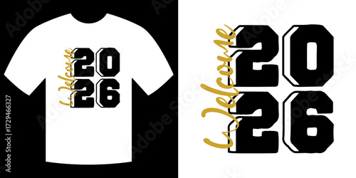 Fashion Forward: Release 2026 T-shirt design, showcasing a modern, stylish, and creative fashion statement on a clean, classic garment. A dynamic graphic with bold text represents future trends.