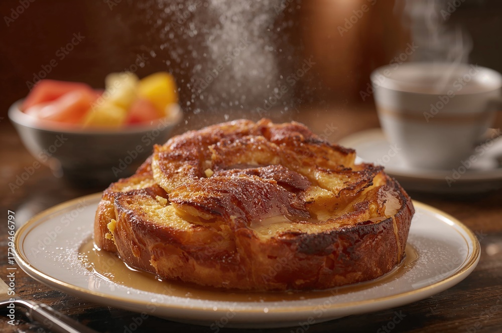 Fototapeta premium French Toast with Challah Bread in a Vanilla Custard
