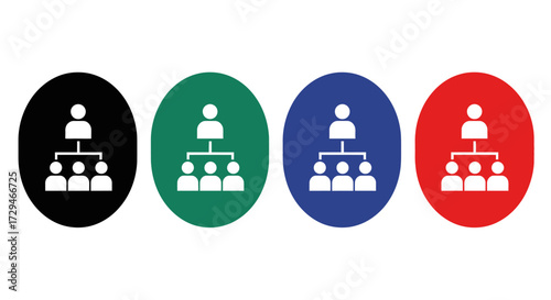 Visualizing Organizational Structure Through Diverse Colored Oval Icons Representing Team Hierarchies