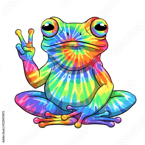 psychedelic frog, tie dye frog, rainbow frog, neon frog, peace frog, hippie frog, trippy frog, colorful frog, frog with peace sign, groovy frog, 70s frog, festival frog, frog art psychedelic, yoga fro