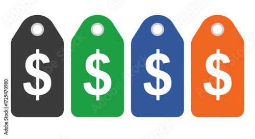 Various Price Tag Icons Representing Different Costs and Product Categories for Retail and E-commerce Business Operations