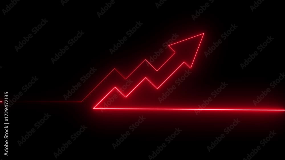 Abstract neon arrow business graph chart icon animation background ...