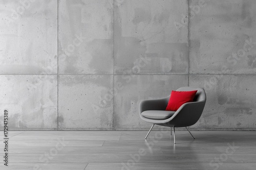 Gray armchair featuring a r...