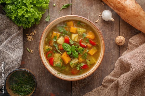 Homemade vegetable broth se...