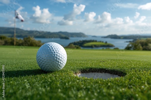 Close-up of a golf ball bes...
