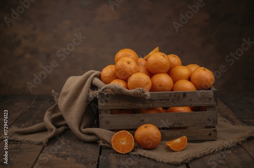 Bright ripe oranges stacked...