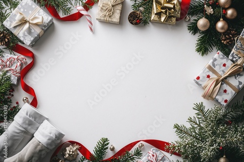 Winter scene with stocking,...