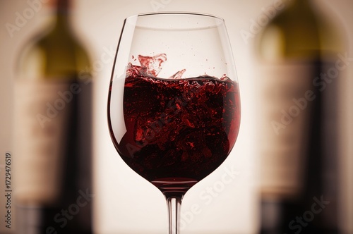 Red wine served in a glass ...