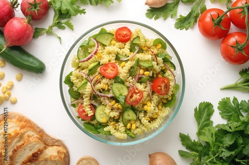 Crisp vegetable salad featu...