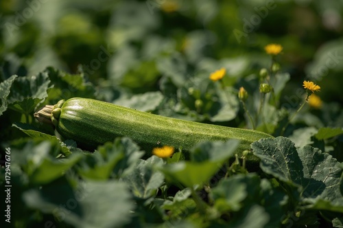 A fresh green zucchini matu...