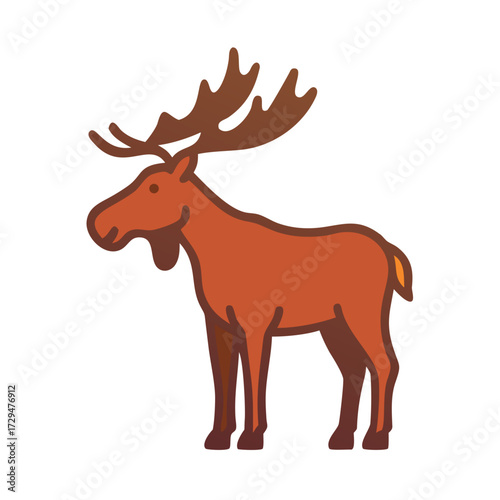 Icon of a brown moose standing on a white background.