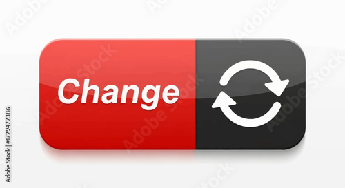 Transformative Button Symbolizing Continuous Change and Renewal with Arrows Indicating Constant Motion