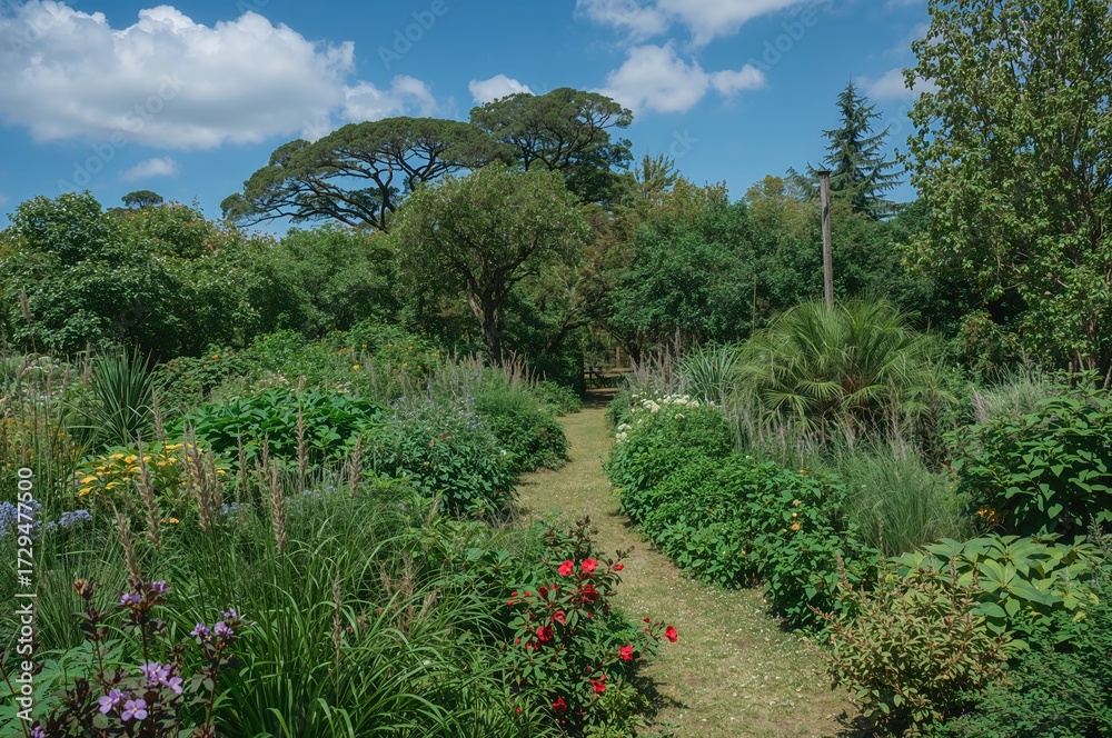 Obraz premium Lush garden filled with various greenery