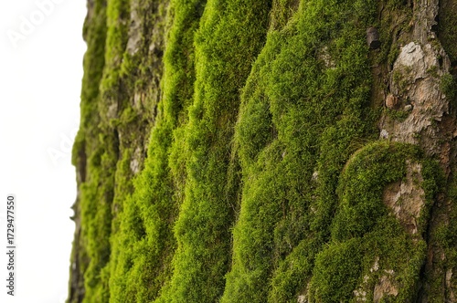 Tree bark covered with gree...
