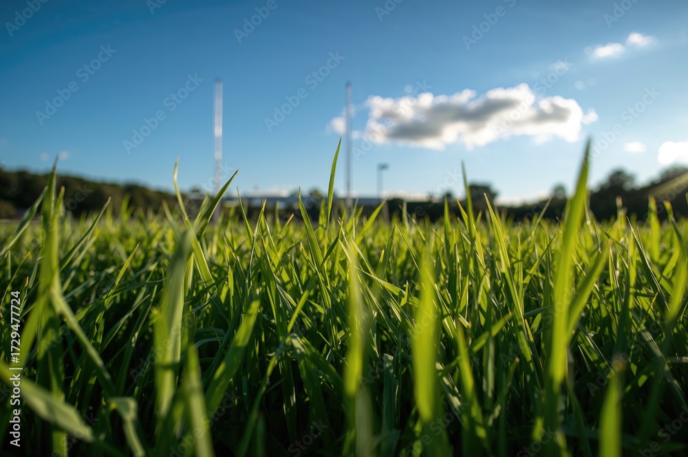 Obraz premium Lush green turf on a soccer pitch
