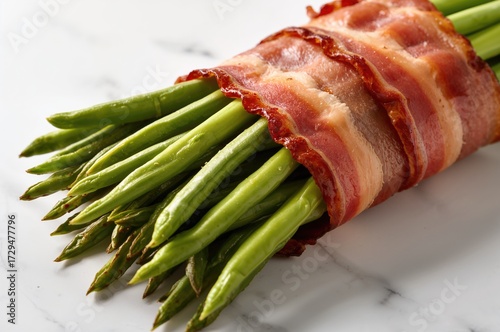 Close-up of bacon-wrapped g...
