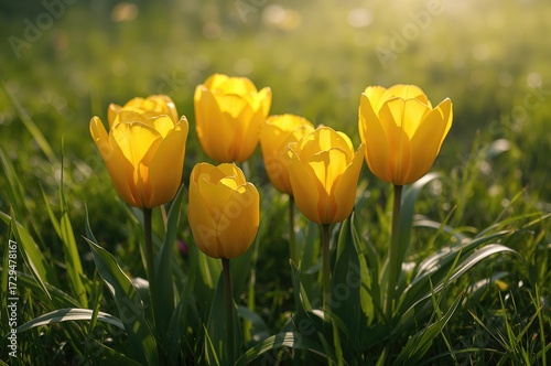 Bright yellow tulip blossom...