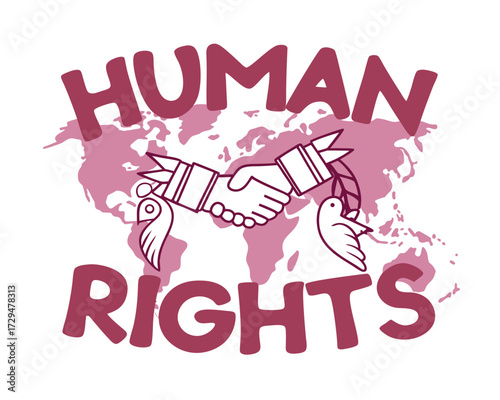 Human Rights Illustration Promoting Peace Justice and Equality Worldwide Emphasizing Global Solidarity and Universal Freedoms for All
