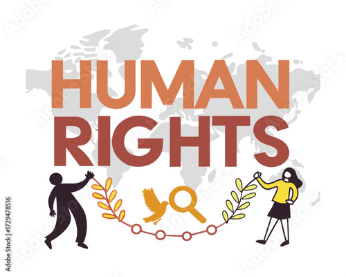 Promoting Human Rights Globally Illustration with Diverse Representation for Social Justice and Equality Worldwide Advocacy for Freedom