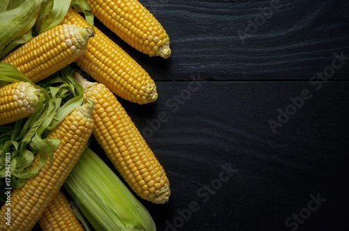 Bright yellow corn placed o...