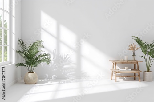 Minimalist white studio set...