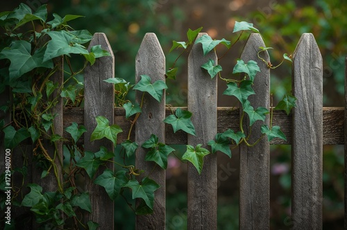 Wooden fence adorned with l...