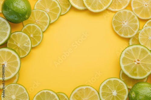 Sliced juicy limes arranged...