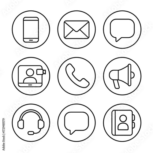 Icons telephone bubble smartphone vector communication video icon screen contact call speech