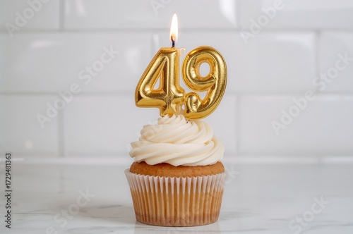 Cupcake topped with a numbe...