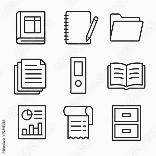 Book vector roll icons file icon paper bookkeeping receipt folder open modern