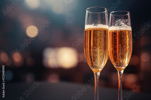Champagne flutes set agains...