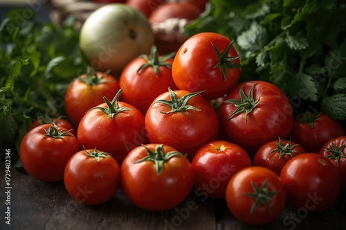 Newly Picked Tomatoes and C...