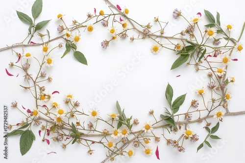 Border of chamomile flowers...