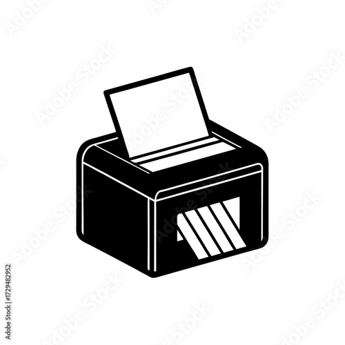 Silver paper shredder slot with sheet vector illustration silhouette
