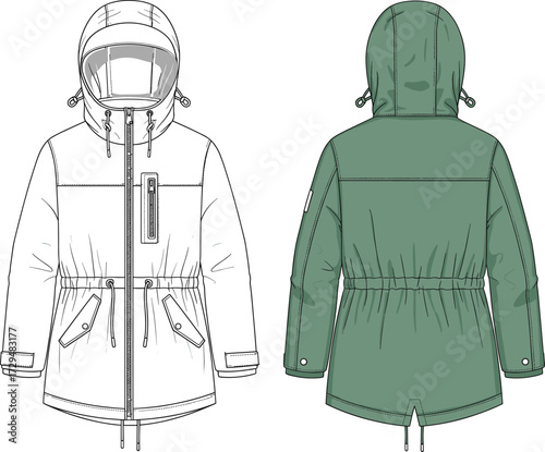 Technical Sketch Parka Jacket