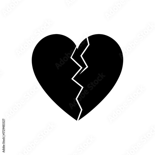 Red broken heart icon flat design scalable vector graphic silhouette