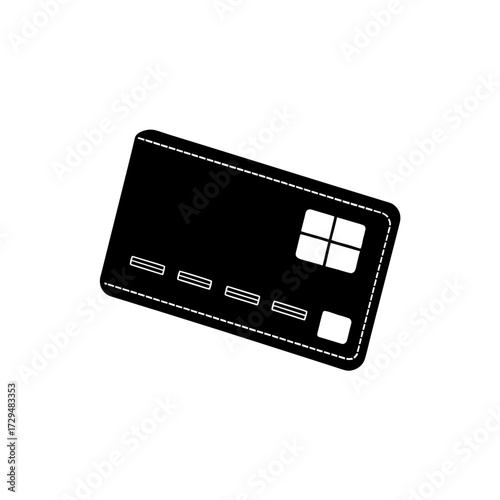 Red credit card with chip detail vector graphic illustration silhouette