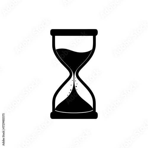 Golden hourglass with flowing sand vector illustration silhouette